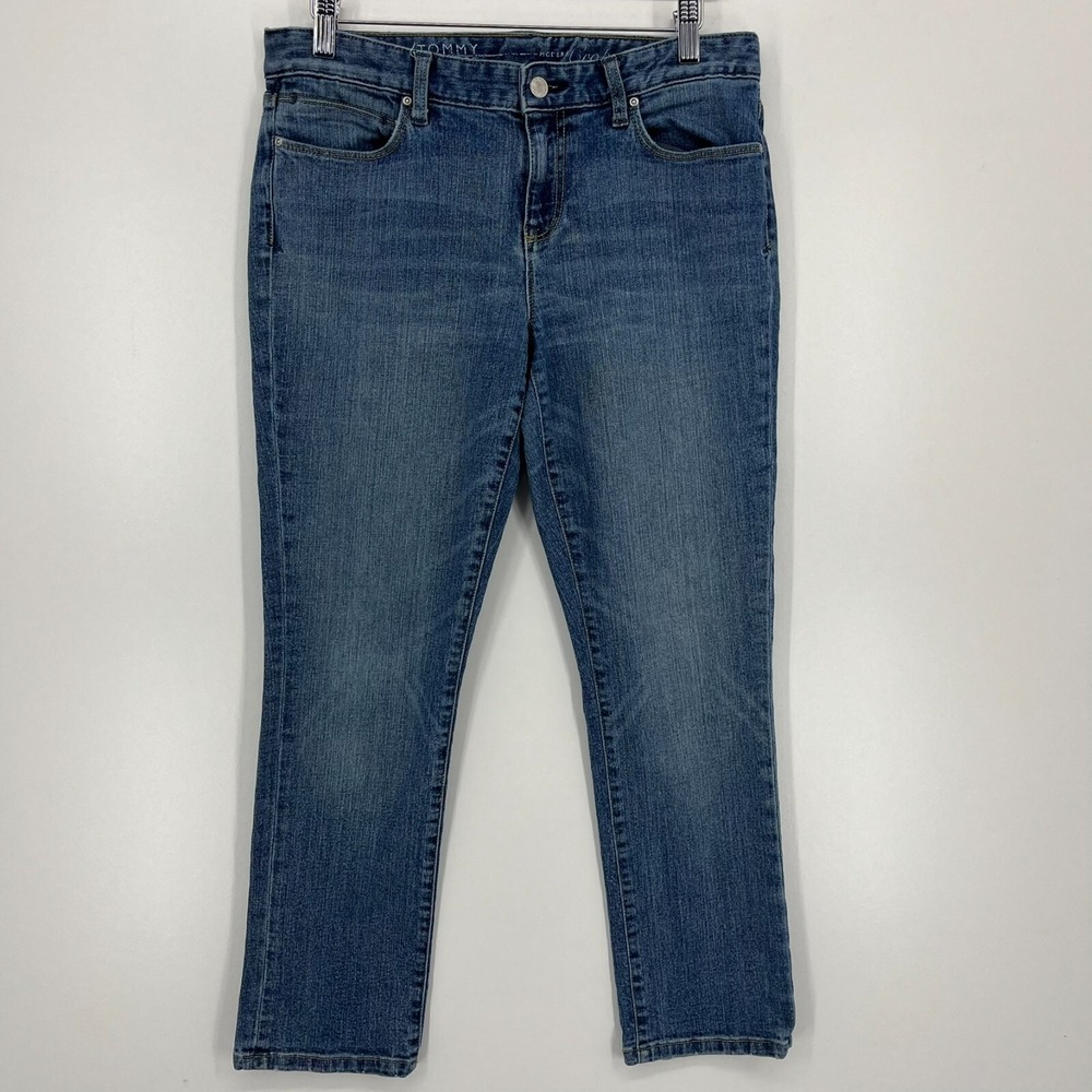 Tommy Hilfiger Modern Crop Jeans Womens 8 Medium Wash Straight Leg Stretch Denim